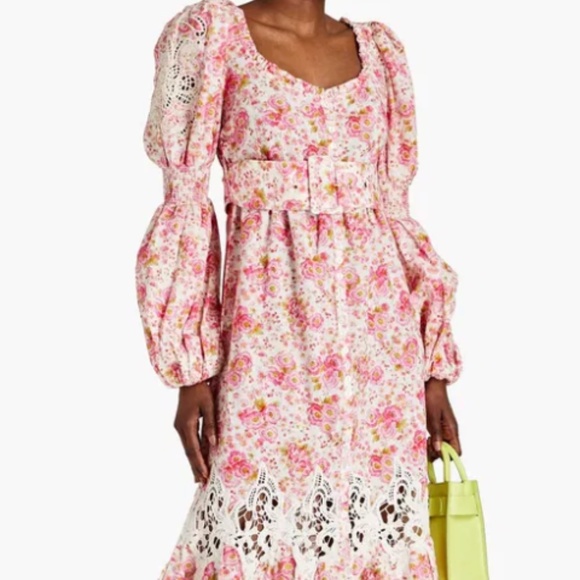 Midi Floral and Lace Dress - Picture 1 of 5